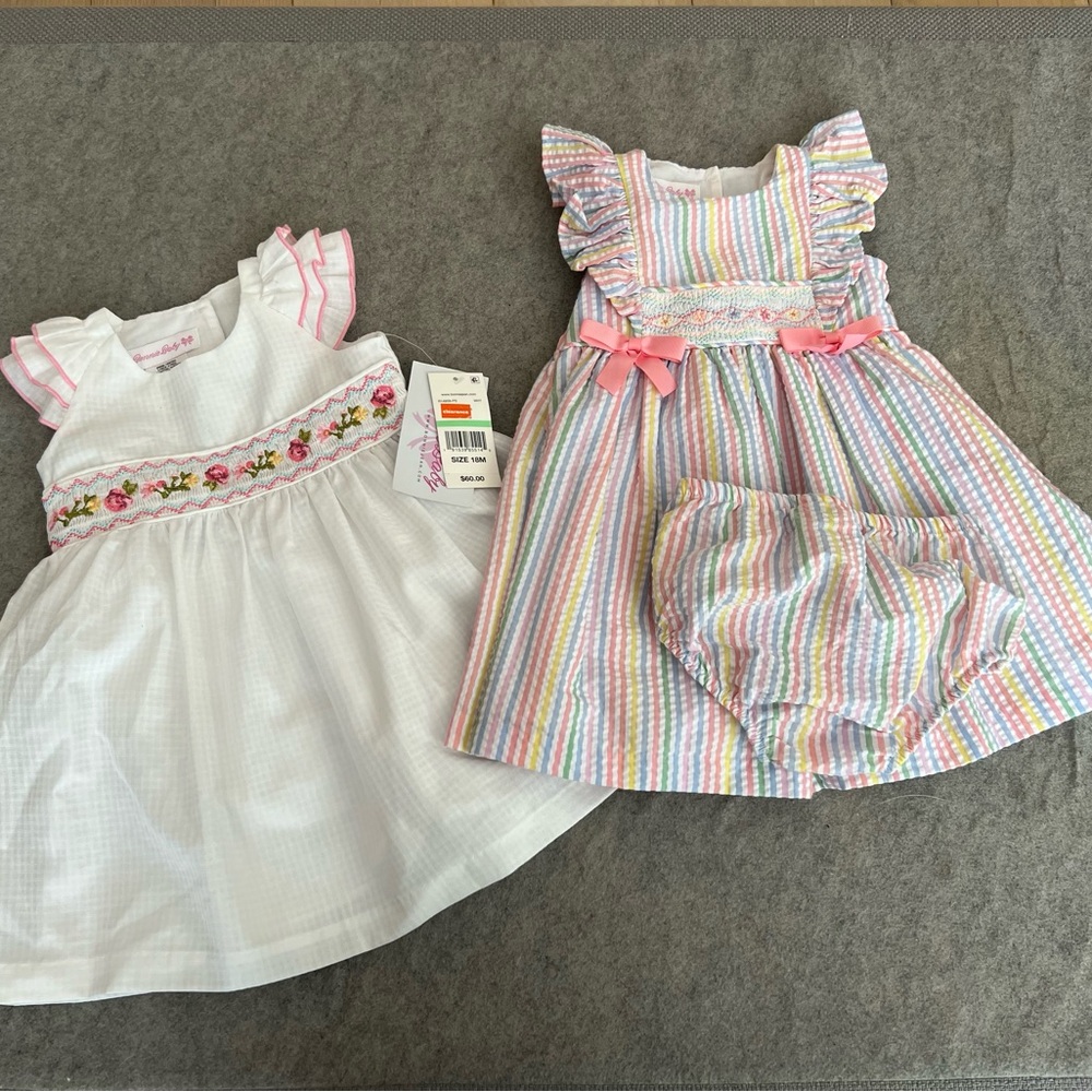 Colorful Striped and White Floral Kids Dresses NWT